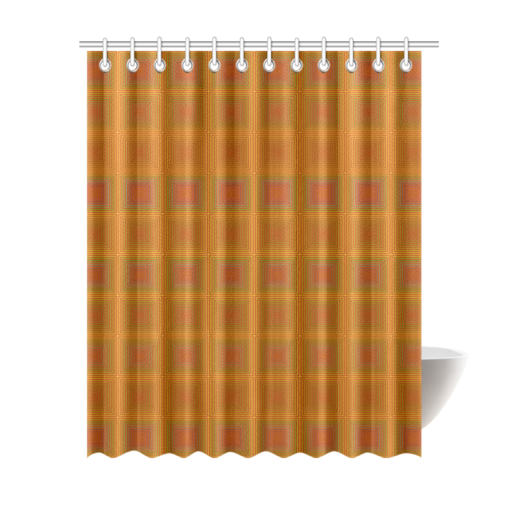 Copper reddish multicolored multiple squares Shower Curtain 69"x84"