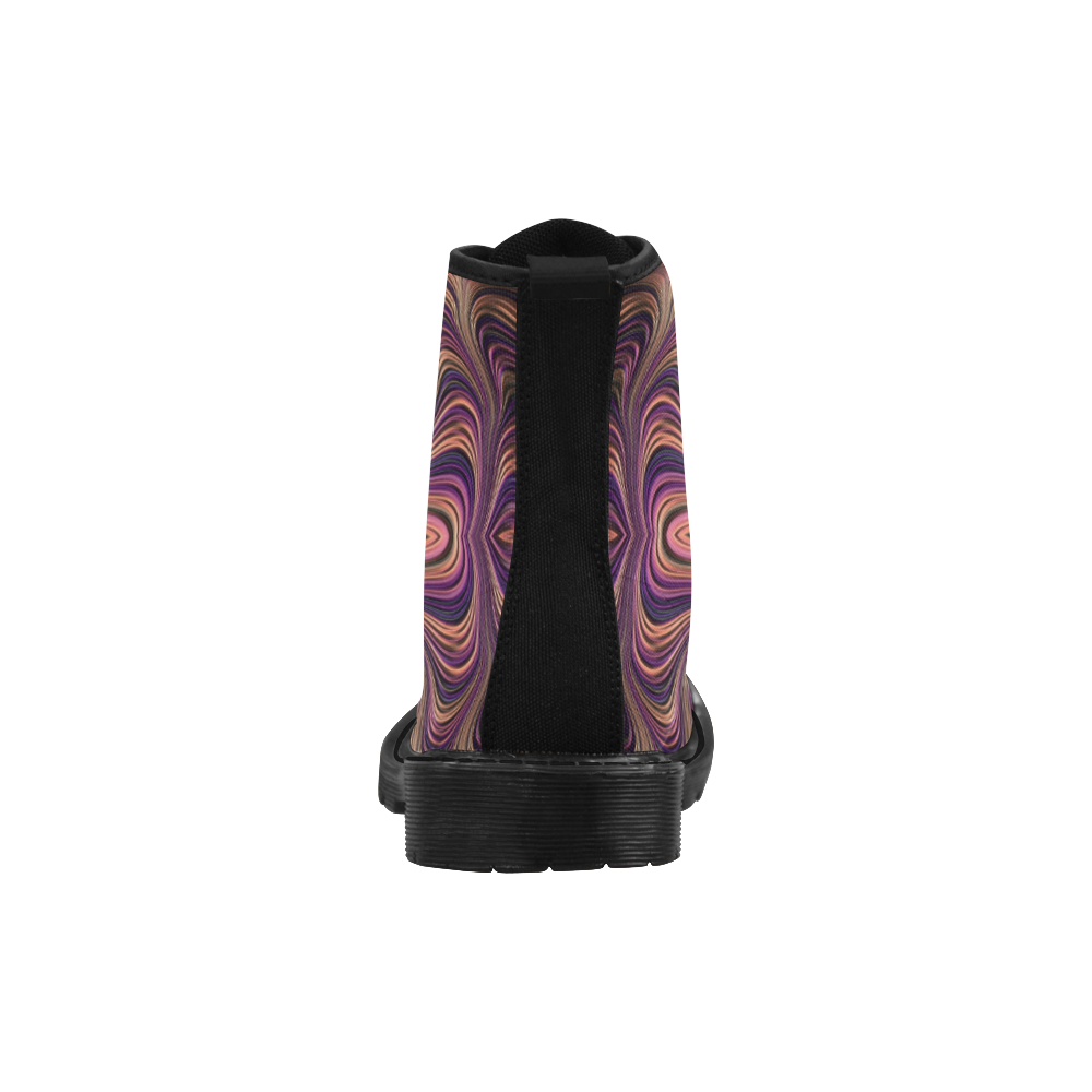 Pastel Satin Ribbons Fractal Mandala 1 Martin Boots for Women (Black) (Model 1203H)
