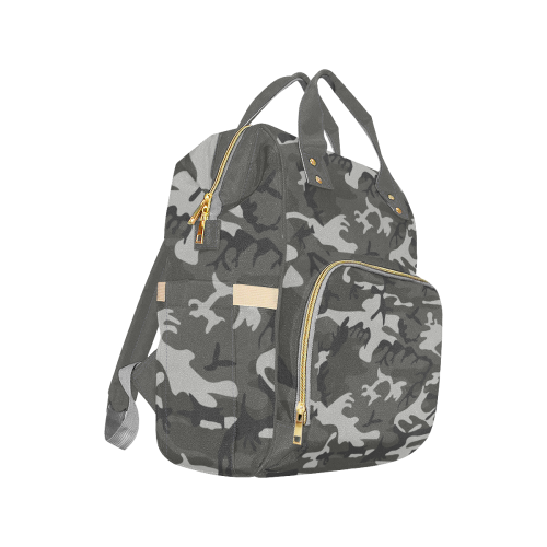 Gray camouflage Multi-Function Diaper Backpack/Diaper Bag (Model 1688)