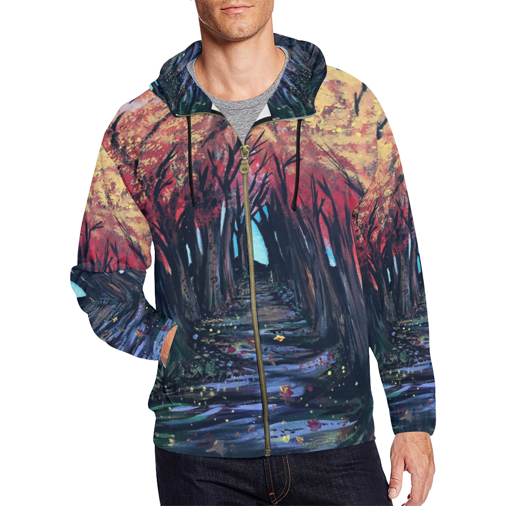 Autumn Day All Over Print Full Zip Hoodie for Men/Large Size (Model H14)