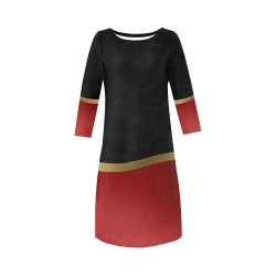 Black Red Gold Elegance Round Collar Dress (D22)