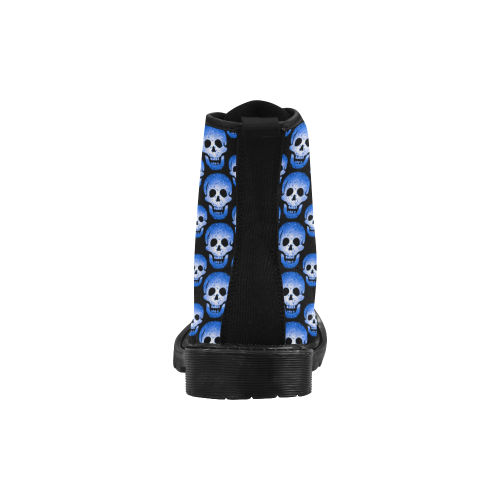Blue Laughing Skulls Halloween Cheeky Witch Martin Boots for Women (Black) (Model 1203H)