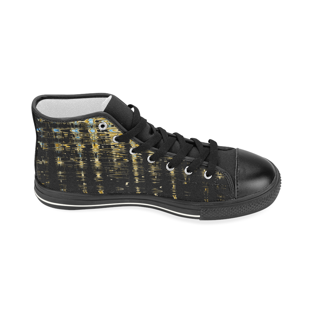 Abstract Women's Classic High Top Canvas Shoes (Model 017)