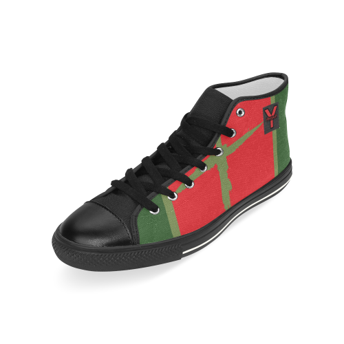 Men's High-top Sneakers RED/Green Men’s Classic High Top Canvas Shoes (Model 017)