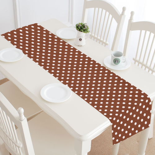 Brown polka dots Table Runner 16x72 inch