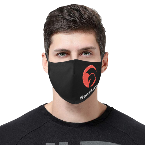 spartan mask_black 2 3D Mouth Mask with Drawstring (Pack of 3) (Model M04)