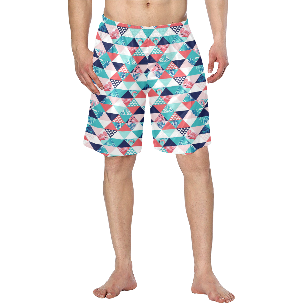 Flamingo Triangle Pattern Men's Swim Trunk/Large Size (Model L21)