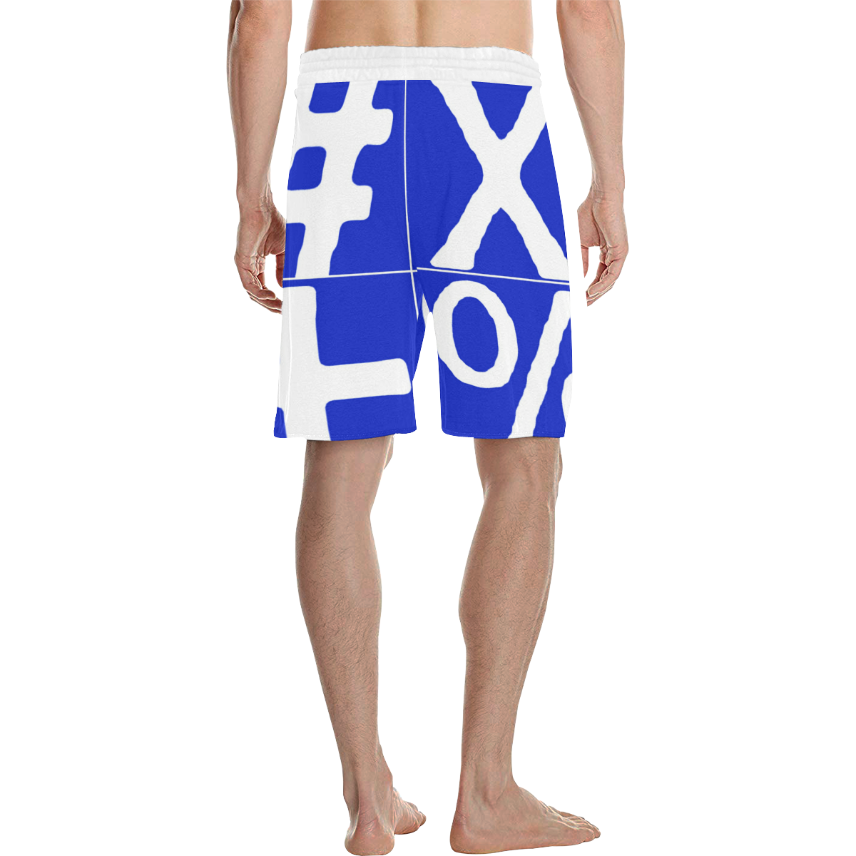NUMBERS Collection Symbols White/Blue Men's All Over Print Casual Shorts (Model L23)