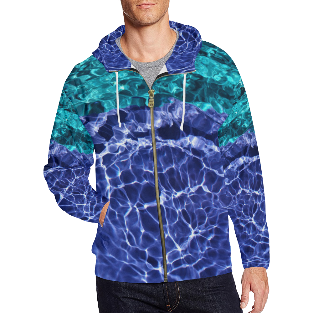 Electric Blue Globes All Over Print Full Zip Hoodie for Men (Model H14)