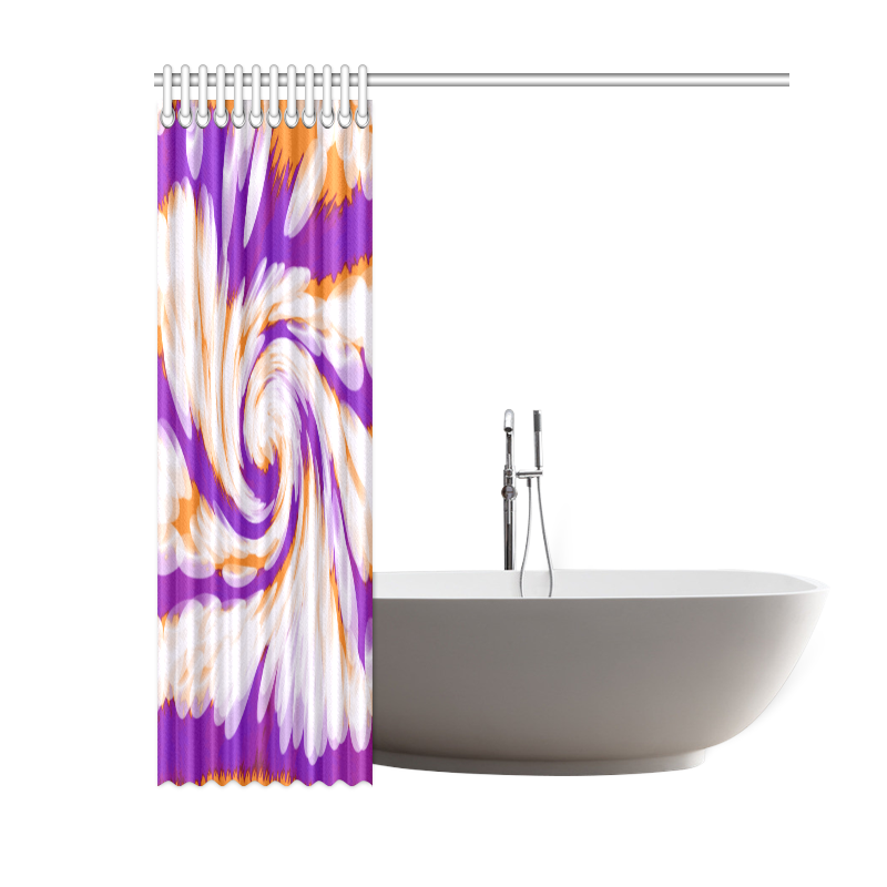 Purple Orange Tie Dye Swirl Abstract Shower Curtain 60"x72"