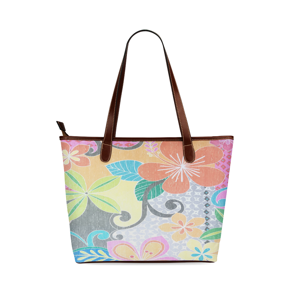 Summer Floral Shoulder Tote Bag (Model 1646)