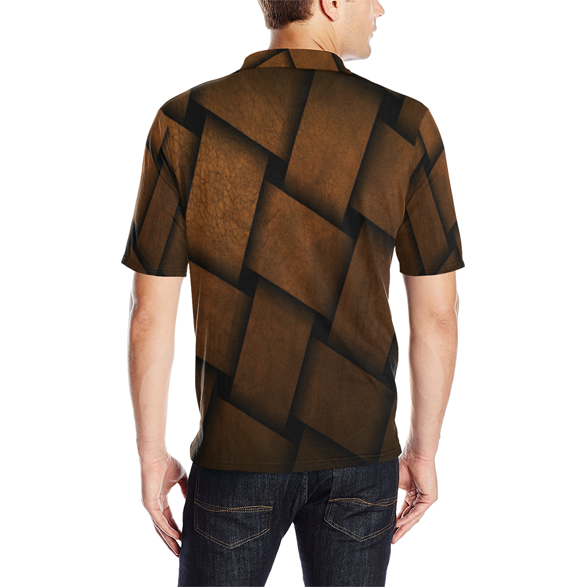 Brown Weave Men's All Over Print Polo Shirt (Model T55)