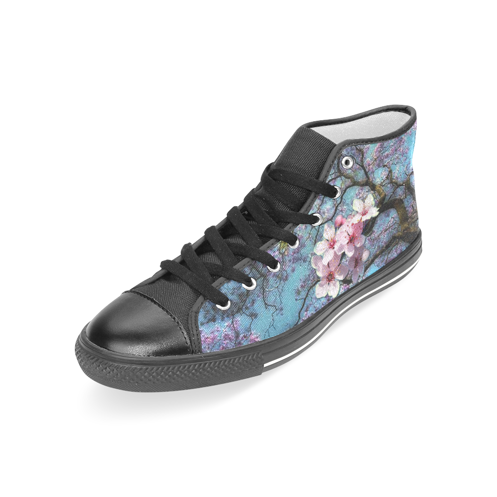 Cherry blossomL Women's Classic High Top Canvas Shoes (Model 017)