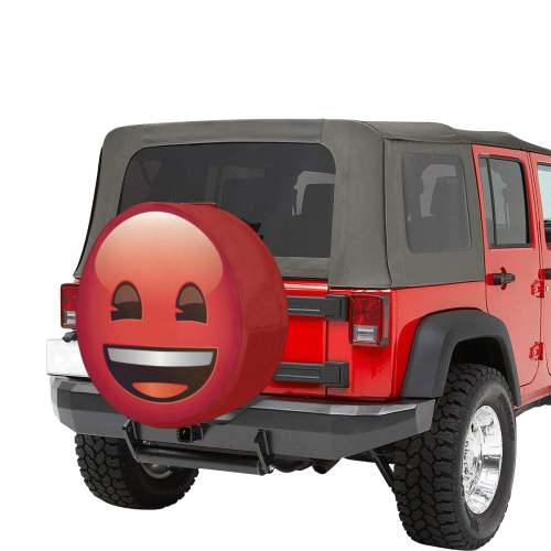 Red Smiley Face Emoji 34 Inch Spare Tire Cover