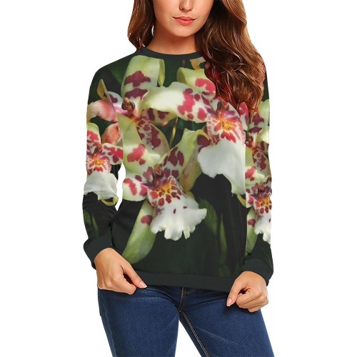 spotted orchids All Over Print Crewneck Sweatshirt for Women (Model H18)