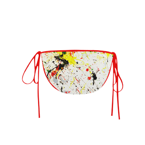 Yellow & Black Paint Splatter (Red Straps) Custom Bikini Swimsuit Bottom
