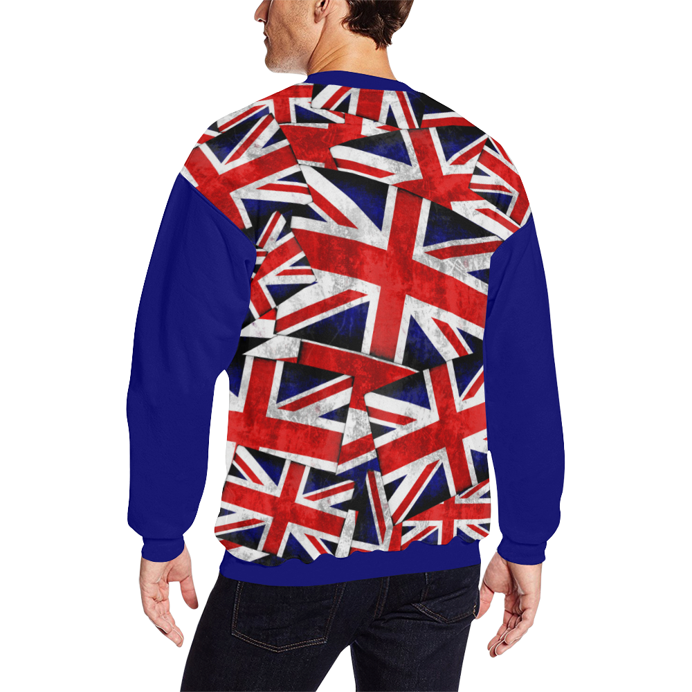 Union Jack British UK Flag - Union Jack British UK Flag (Vest Style) Blue All Over Print Crewneck Sweatshirt for Men/Large (Model H18)