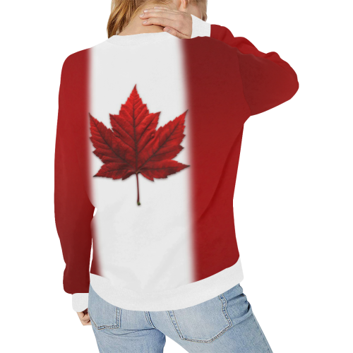 Canada Flag Sweatshirts Women's Rib Cuff Crew Neck Sweatshirt (Model H34)