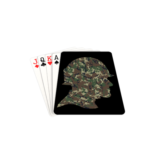 Forest Camouflage Soldier on Black Playing Cards 2.5"x3.5"