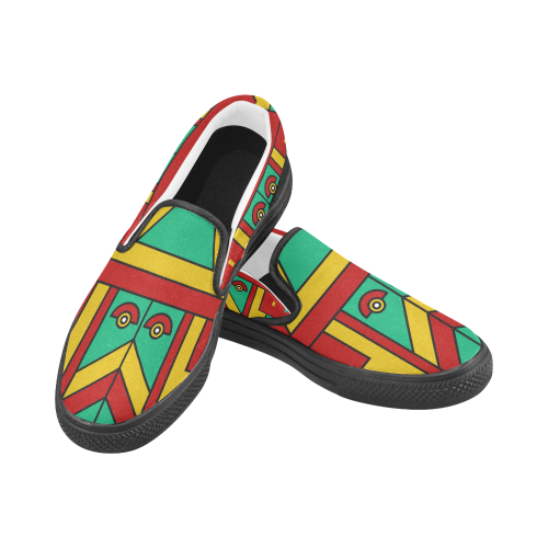 Aztec Spiritual Tribal Men's Unusual Slip-on Canvas Shoes (Model 019)