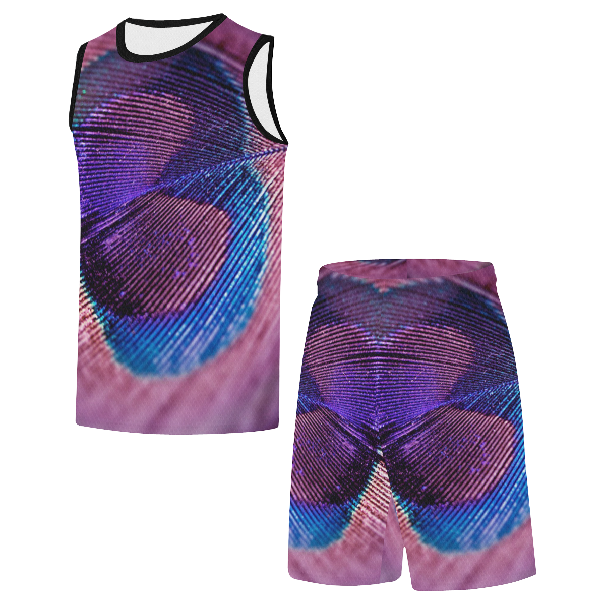Purple Peacock Feather All Over Print Basketball Uniform