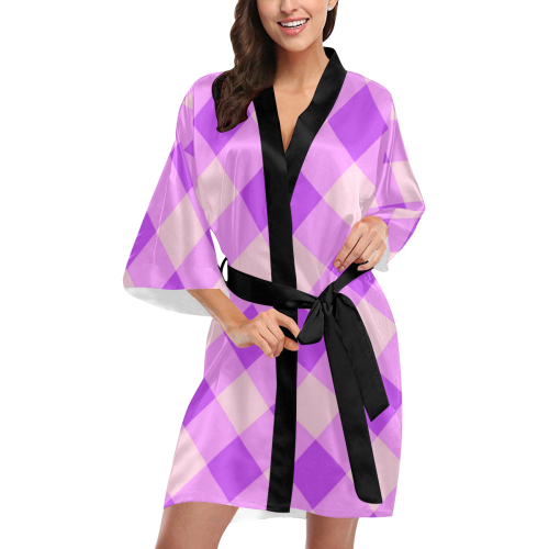 Purple Pink Diamonds Classic Style Kimono Robe
