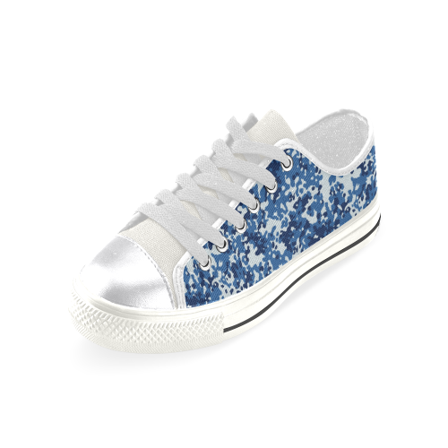 Digital Blue Camouflage Women's Classic Canvas Shoes (Model 018)