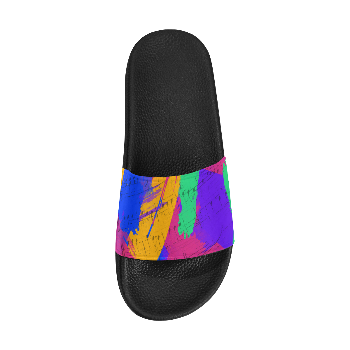 Groovy Paint Brush Strokes with Music Notes Women's Slide Sandals (Model 057)