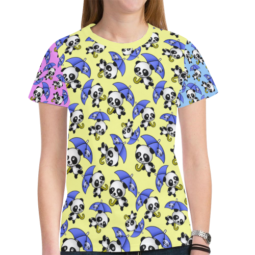 Panda Umbrella New All Over Print T-shirt for Women (Model T45)