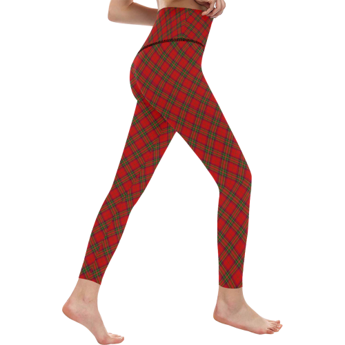 Red Tartan Plaid Pattern Women's All Over Print High-Waisted Leggings (Model L36)