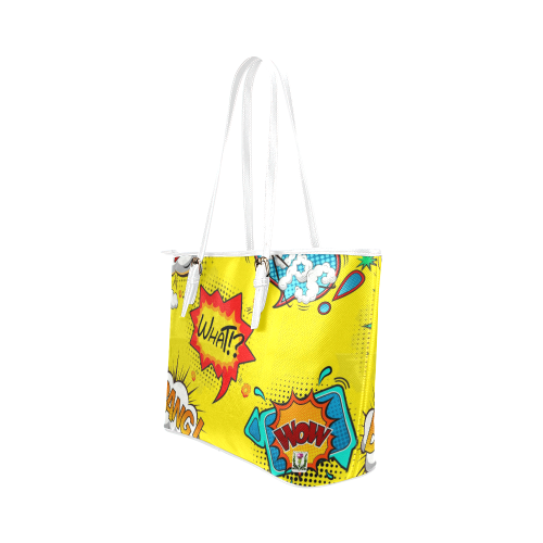 Fairlings Delight's Pop Art Collection- Comic Bubbles 53086r4 Leather Tote Bag/Small (Model 1651)