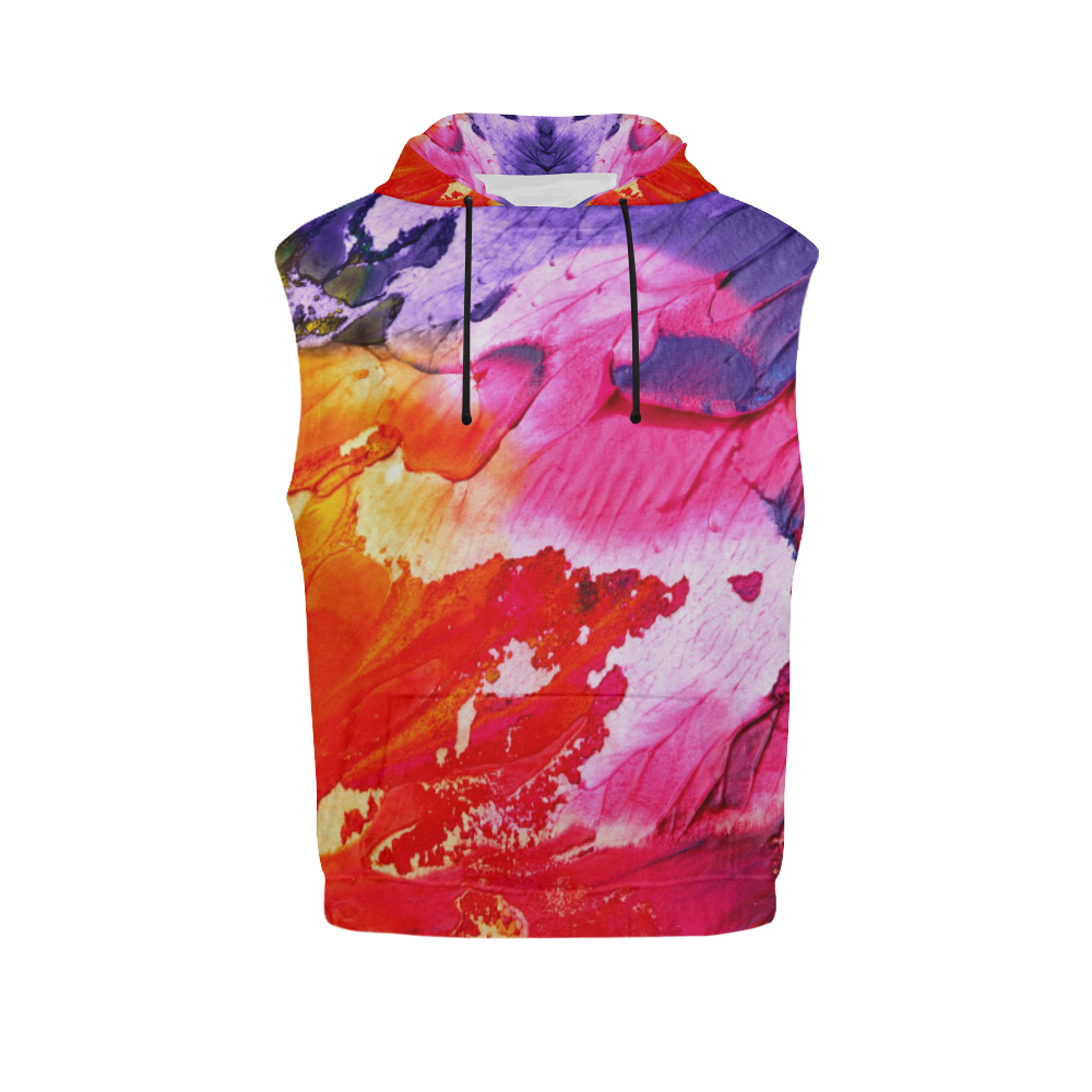 Red purple paint All Over Print Sleeveless Hoodie for Men (Model H15)
