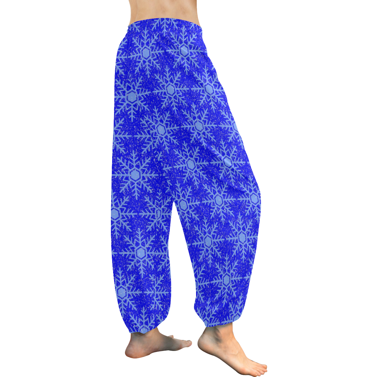Blue Snowflakes Women's All Over Print Harem Pants (Model L18)