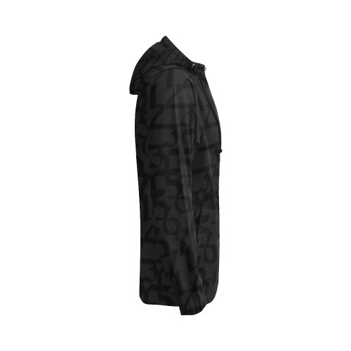 NUMBERS Collection 1234567 Matt/Black All Over Print Full Zip Hoodie for Women (Model H14)
