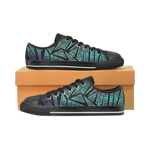 Neon Rainbow Cracked Mosaic Women's Classic Canvas Shoes (Model 018)
