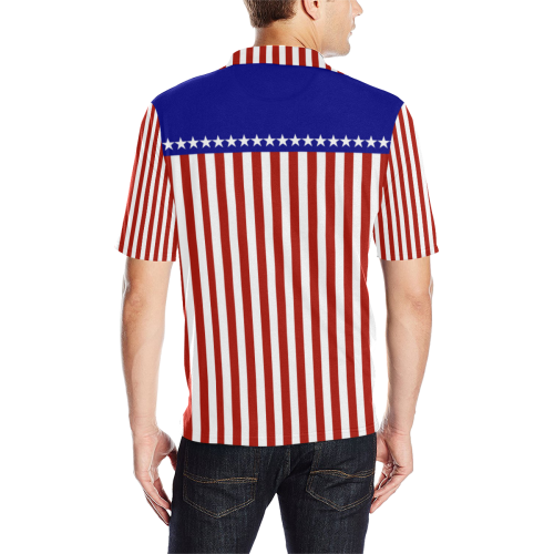Stars and Stripes Men's All Over Print Polo Shirt (Model T55)