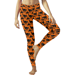 Halloween Scaredy Cat Pattern Women's Low Rise Leggings (Invisible Stitch) (Model L05)