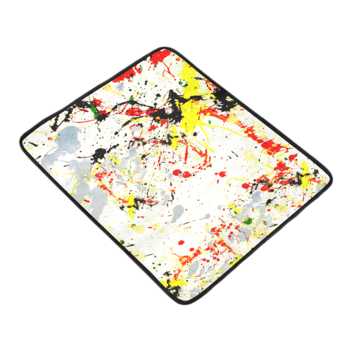 Black, Red, Yellow Paint Splatter Beach Mat 78"x 60"