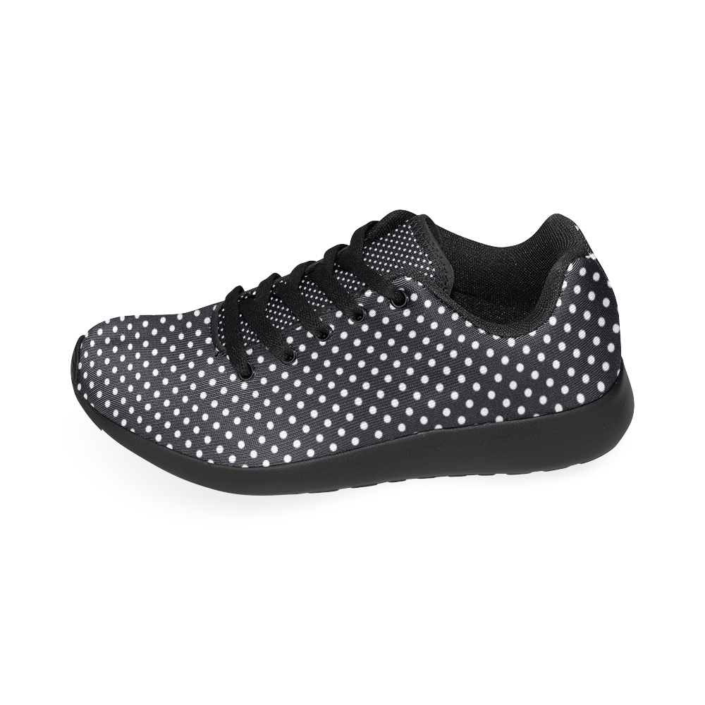 Black polka dots Women's Running Shoes/Large Size (Model 020)