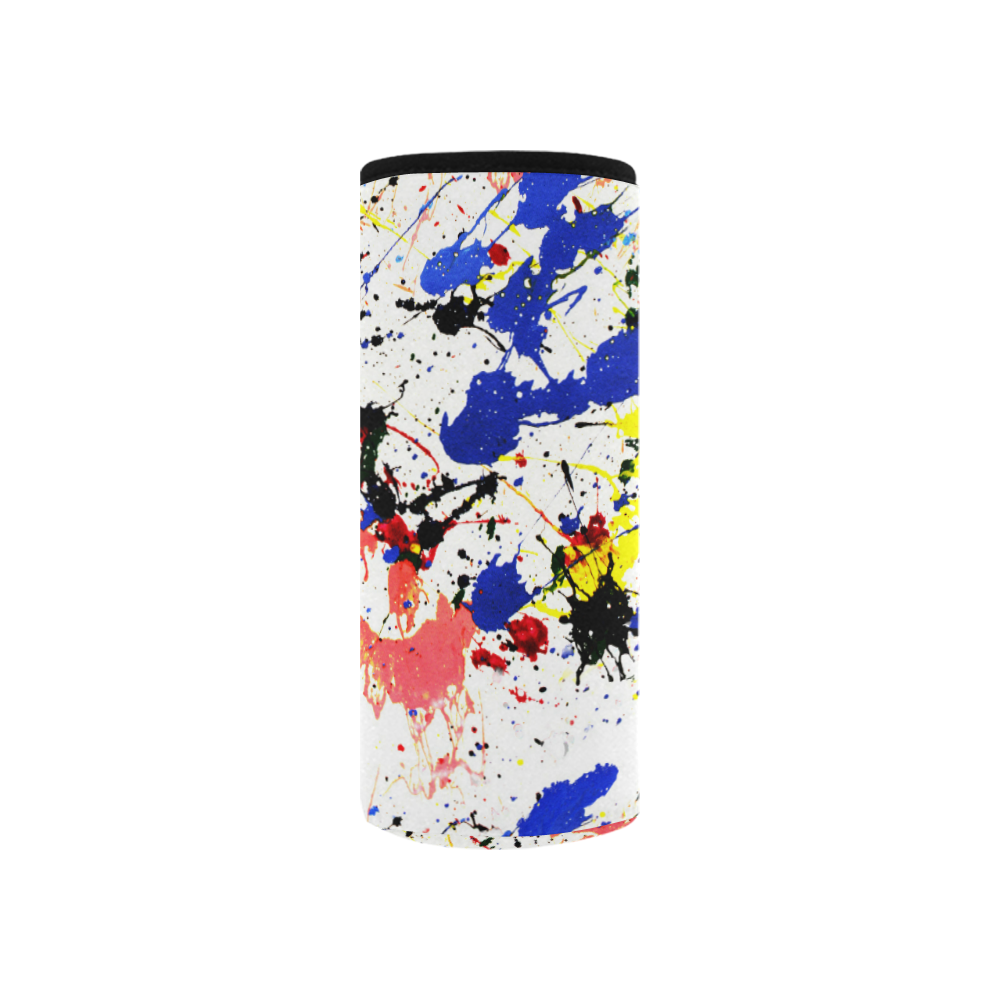 Blue and Red Paint Splatter Neoprene Water Bottle Pouch/Small