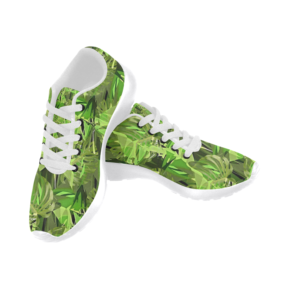 Tropical Jungle Leaves Camouflage Women's Running Shoes/Large Size (Model 020)