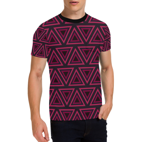 Tribal Ethnic Triangles Men's All Over Print T-Shirt with Chest Pocket (Model T56)