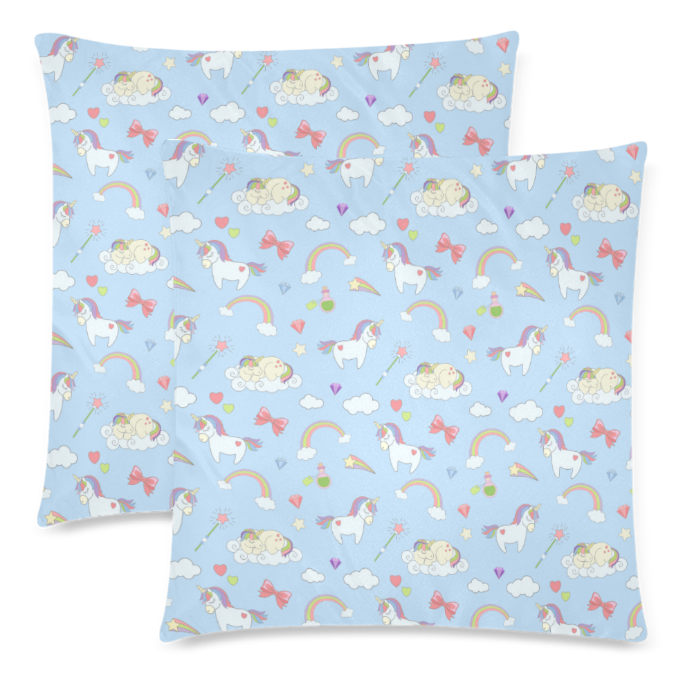 Rainbow Unicorn Custom Zippered Pillow Cases 18"x 18" (Twin Sides) (Set of 2)