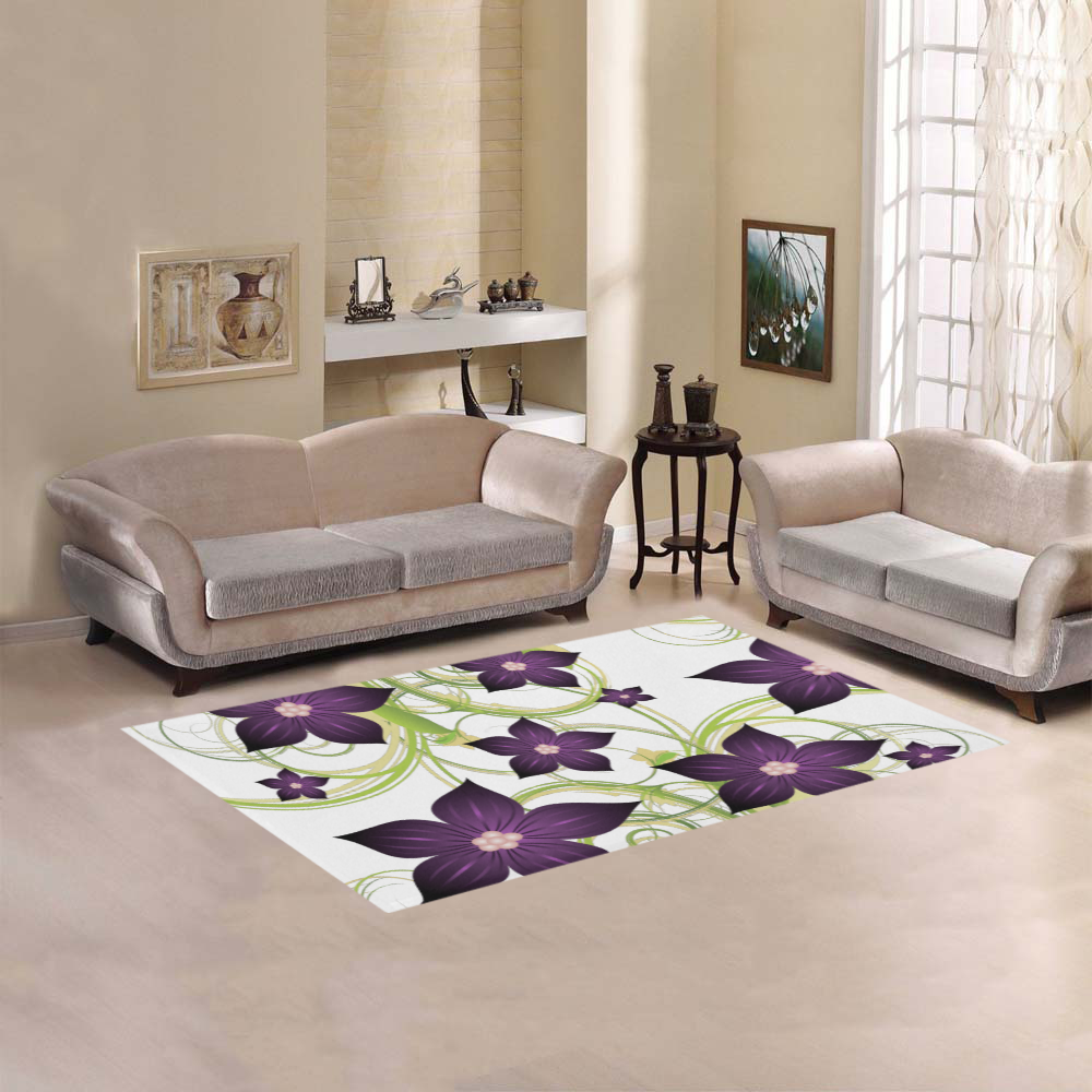 Purple Floral Garden Area Rug 5'x3'3''