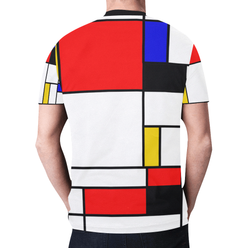 Bauhouse Composition Mondrian Style New All Over Print T-shirt for Men/Large Size (Model T45)