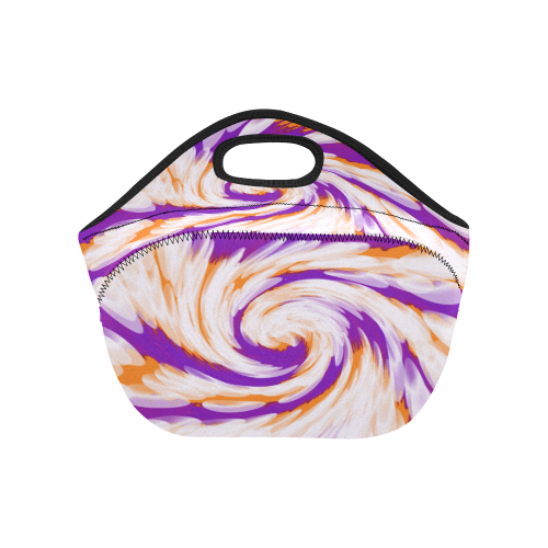 Purple Orange Tie Dye Swirl Abstract Neoprene Lunch Bag/Small (Model 1669)