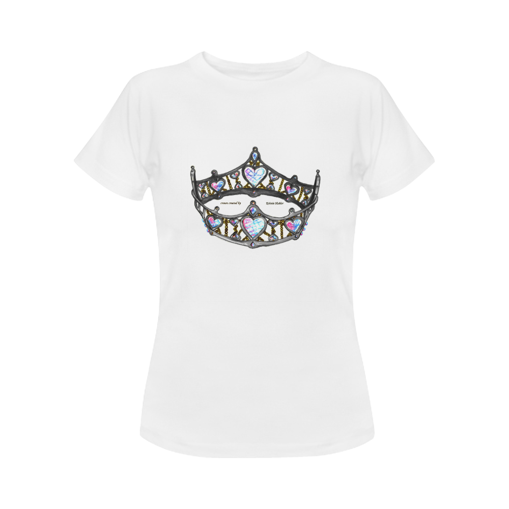 Silver Queen Of Hearts Crown Tiara t-shirt tshirt Women's T-Shirt in USA Size (Front Printing Only)