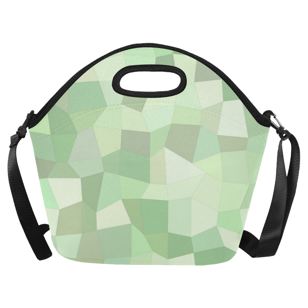 Pastel Greens Mosaic Neoprene Lunch Bag/Large (Model 1669)