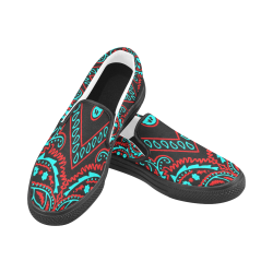 blue and red bandana western style Slip-on Canvas Shoes for Men/Large Size (Model 019)