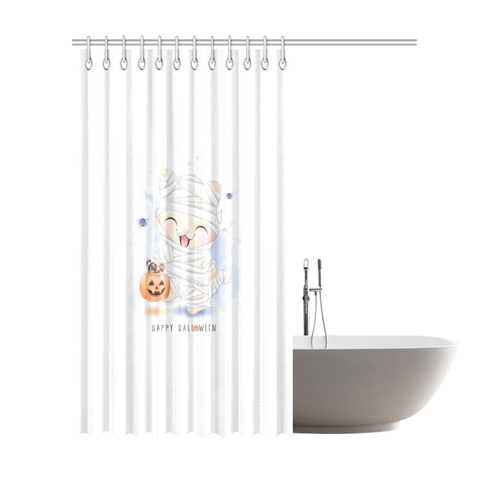 Happy Halloween Cute Mummy Kitty Shower Curtain 72"x84"